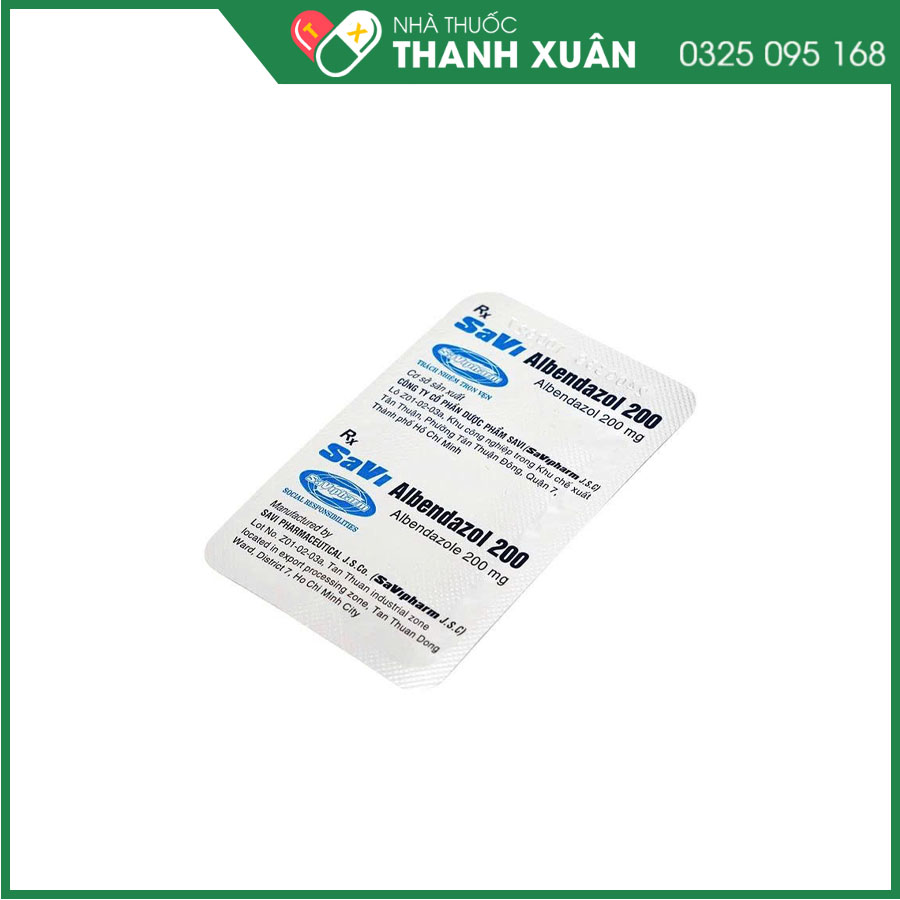 SaVi Albendazol 200 điều trị nhiễm ký sinh trùng